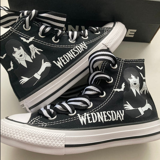 wednesday addams converse shoes