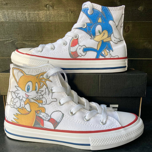 SONIC THE HEDGEHOG CUSTOM CONVERSE SHOES WITH SONIC AND TAILS