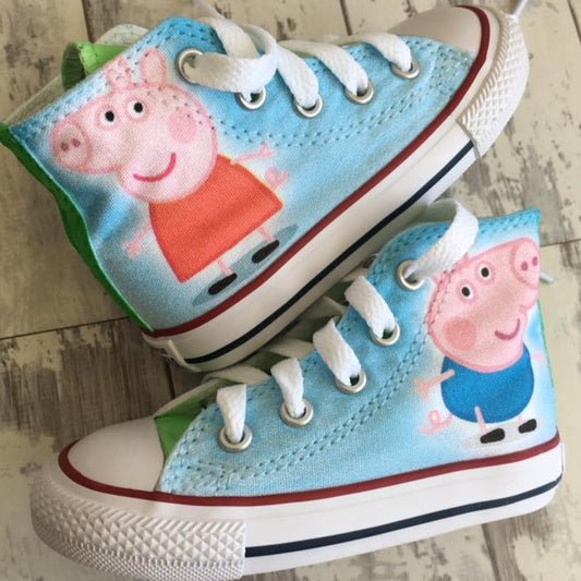 blue peppa pig and george pig converse kids shoes