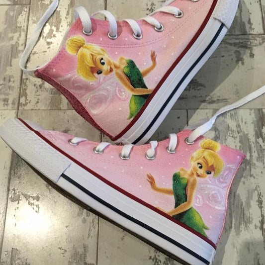 pink tinkerbell converse shoes